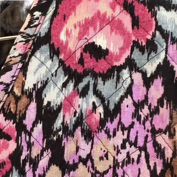 Ms. Russ Quilted Floral Button Up Blouse Vintage Muted Pink Purple Blue Black - Picture 7 of 9